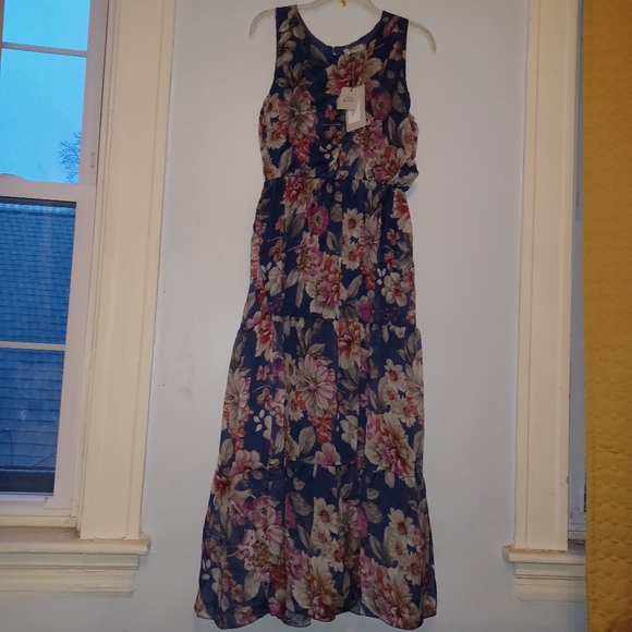 LARA G. BY LARA GUIDOTTI DRESS BLUE/PINKFLORAL SILK BLEND XL NEW MADE IN ITALY. - Picture 5 of 8